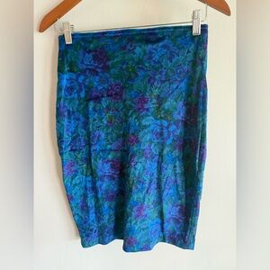 Floral Blue and Purple Skirt vintage gorgeous size large